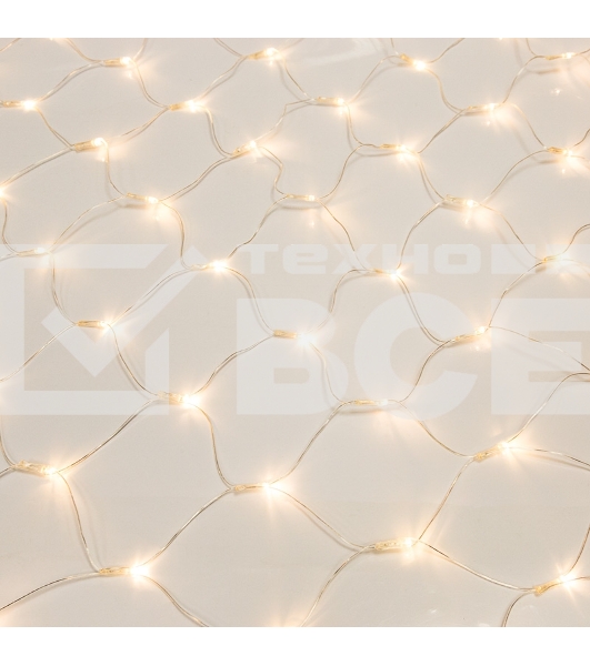 Гирлянда «Сеть» 1,5х1,5 м, прозрачный ПВХ, 96 LED теплый белый
