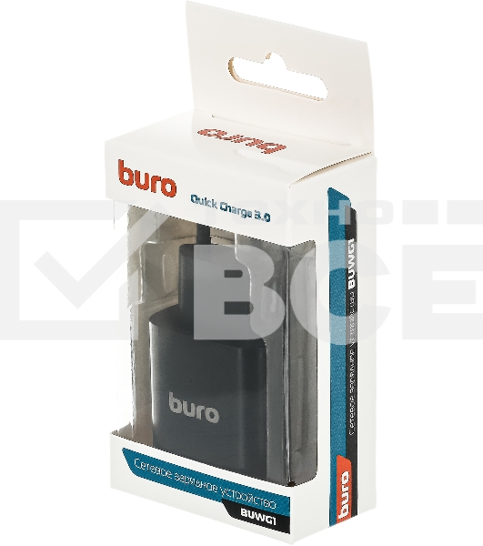 Сетевое зарядное устройство Buro BUWG1 3A QC черный