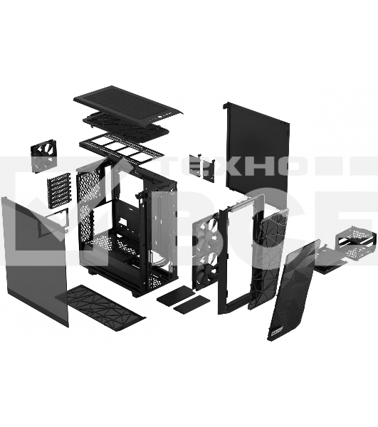 Корпус Fractal Design MESHIFY 2 COMPACT BLACK - TG / ATX, TG / 2x140mm & 1x120mm fans inc. / FD-C-MES2C-03