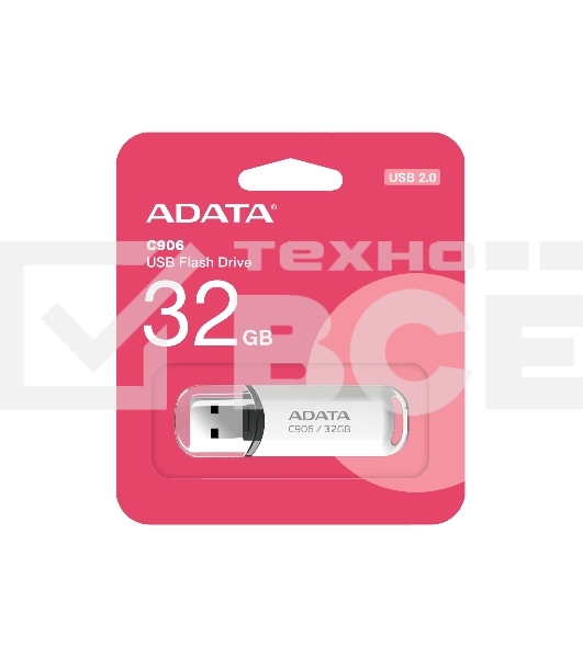 Флеш диск ADATA Flash Drive 32Gb C906 AC906-32G-RWH {USB2.0, White}