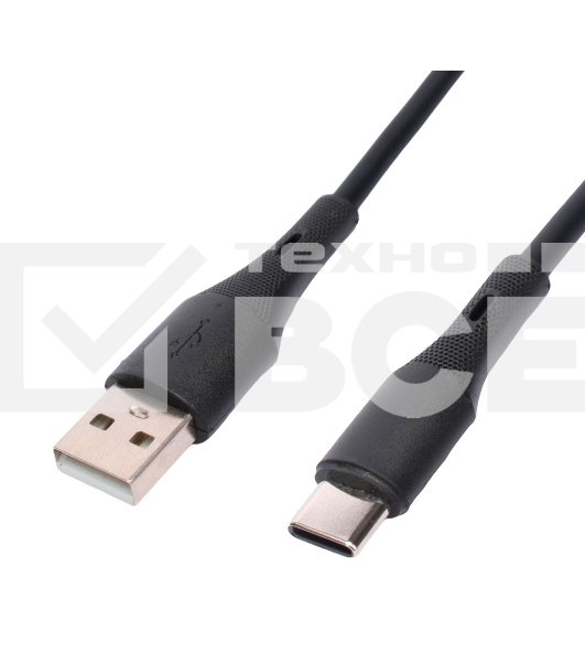 Кабель USB2.0 Cablexpert CC-USB2S-AMCM-1M-BK AM/Type-C, 3А, 18Вт, QC3.0, силиконовый, медь, 1м, черный, пакет