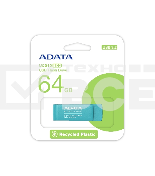 Флеш диск ADATA USB3 64GB GREEN UC310E-64G-RGN