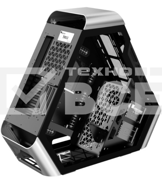 Компьютерный корпус JONSBO TR03-A Silver без БП, боковая панель из закаленного стекла, mini-ITX, micro-ATX, ATX, серебристый