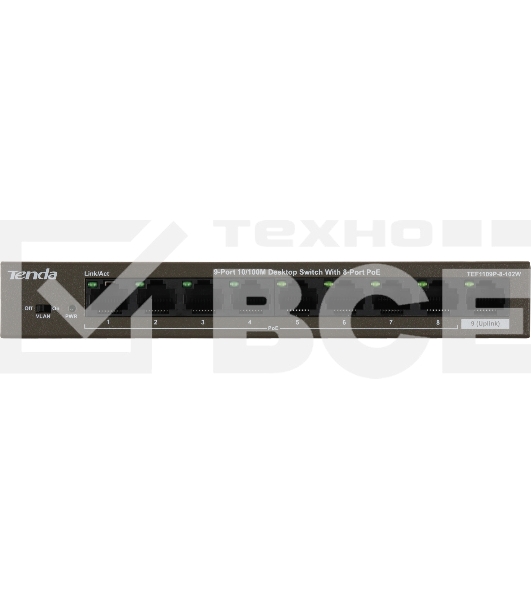 Коммутатор 9PORT 10/100M POE TEF1109P-8-102W TENDA