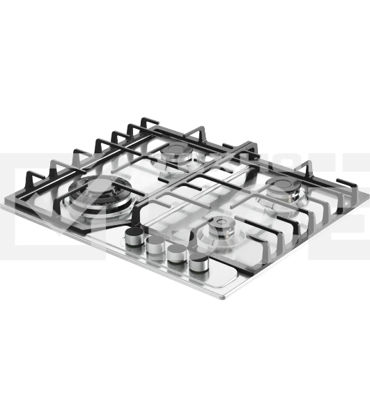 Варочная поверхность Kuppersberg FS 66 X газ, High-Tech, 58 см, автоматический электроподжиг, газ-контроль, форсунки под сжиженый газ, SABAF конфорки, чугунные решетки, цвет нержавеющая сталь, цвет фурнитуры черный