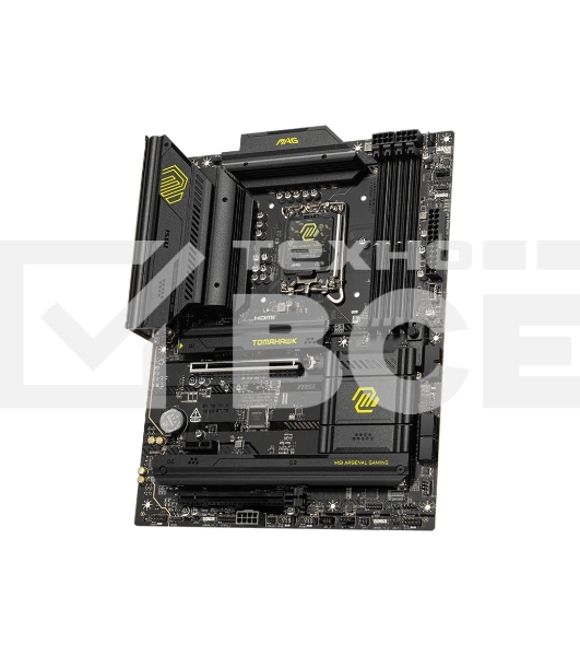 Материнская плата MSI MAG B860 TOMAHAWK WIFI, LGA 1851, Intel B860, 4xDDR5, 4xSATA, 3xM.2, 1xPCIe 4.0 x4, 1xPCIe 5.0 x16, 1xDP, 1xHDMI, 1xUSB-C, 1x 5Gb LAN, 4xUSB-A 2.0, 4xUSB-A 3.2 Gen 2, 7.1, 2x3.5 мм, TOSLINK, ATX