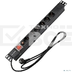 Блок распределения питания Rexant для 19' шкафов, горизонтальный, 6 розеток СЕЕ 7/4, 16A, фильтр, выкл, алюм корп, шнур 2м, вилка СЕЕ 7/7, фото8