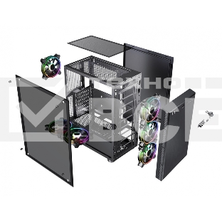 Компьютерный корпус Accord 3407 черный без БП ATX 2xUSB2.0 2xUSB3.0 audio bott PSU
