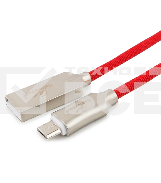 Кабель USB 2.0 Cablexpert CC-P-mUSB02R-1.8M, AM/microB, серия Platinum, длина 1.8м, красный, блистер