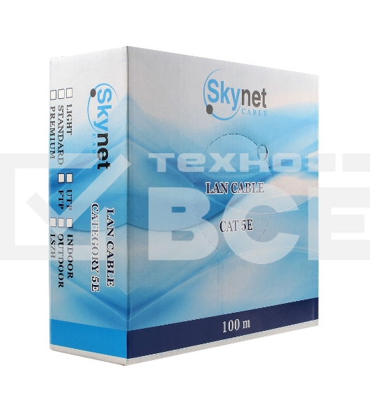 Кабель SkyNet Premium FTP indoor 4x2x0,51, медный, FLUKE TEST, кат.5e, однож., 100 м, box, серый