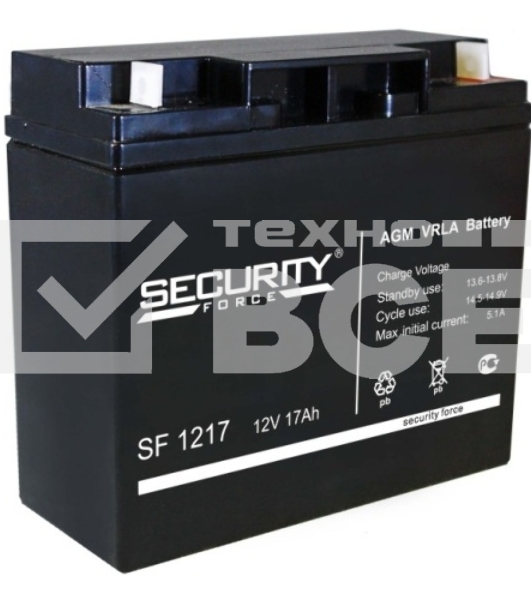Аккумуляторная батарея Delta SF (Security Force) 1217 напряжение 12/17В, емкость 182х76х167Ач (97х24х58mm)
