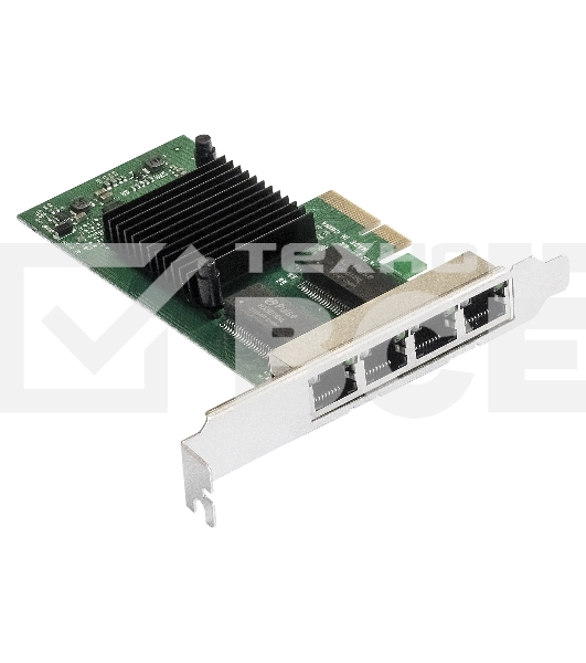 Сетевой адаптер ExeGate EXE-I350-T4V2 (PCI-E x4 v2.1, порты 4xRJ45 (медные), 10/100/1000Mbps, Gigabit NIC Intel Chipset NHI350AM4)