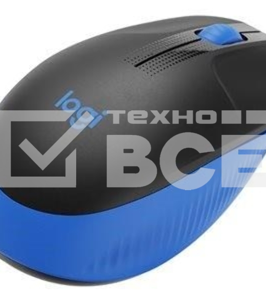 Мышь беспроводная Logitech M190 черный/синий, 1000 dpi, радиоканал, USB, кнопки - 3