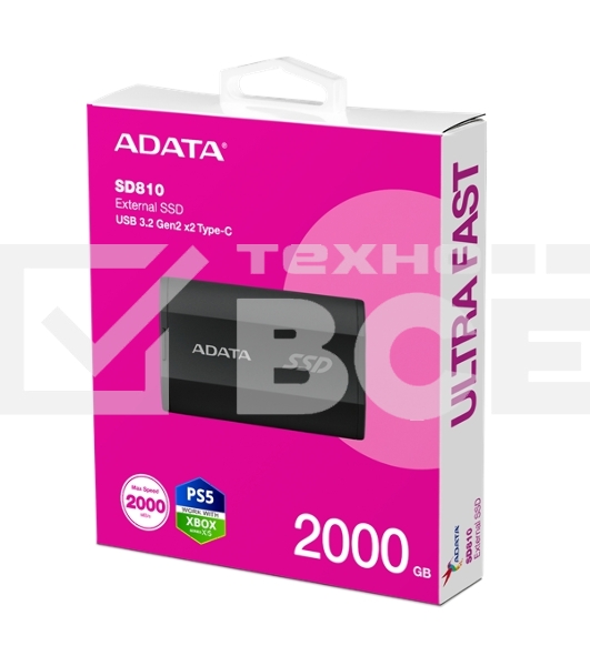 Внешний накопитель SSD ADATA 2Tb SD810 USB Type-C (2000/2000 Mb/s) metal case black (SD810-2000G-CBK)