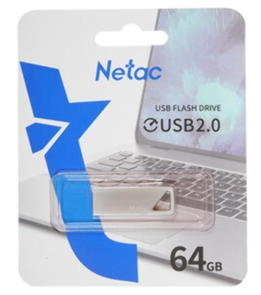 Флешка USB Netac U326 (NT03U326N-064G-20PN), 64Gb, USB 2.0, R/W 50/15, серебристый