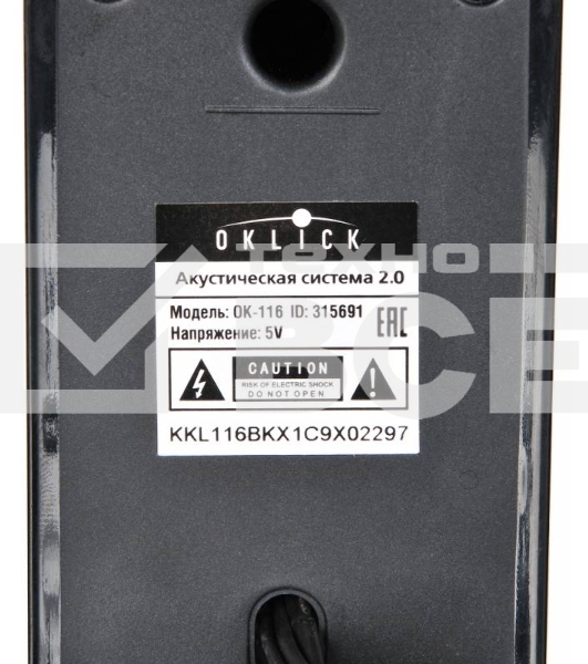Колонки Oklick OK-116 2.0 черный 6Вт