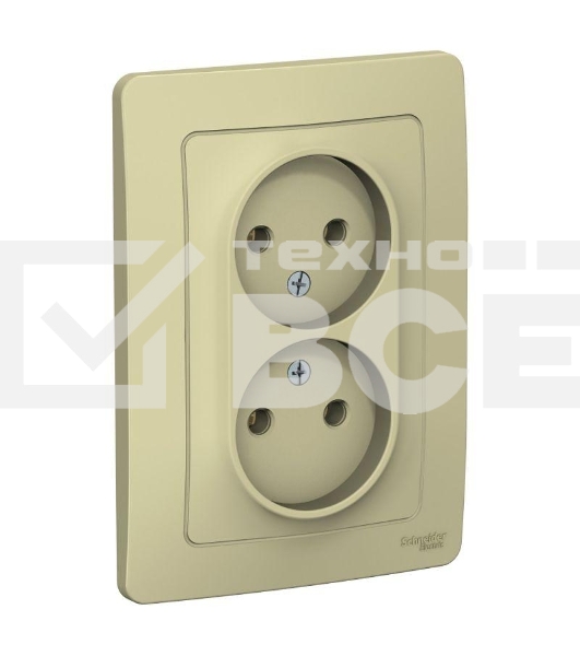 Розетка 2-м СП BLANCA 16А 250В без шторок без заземл. беж. SchE BLNRS000027