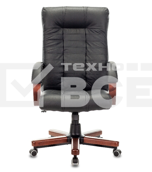 Кресло руководителя Бюрократ KB-10WALNUT/B/LEATH черный, кожа, крестовина дерево