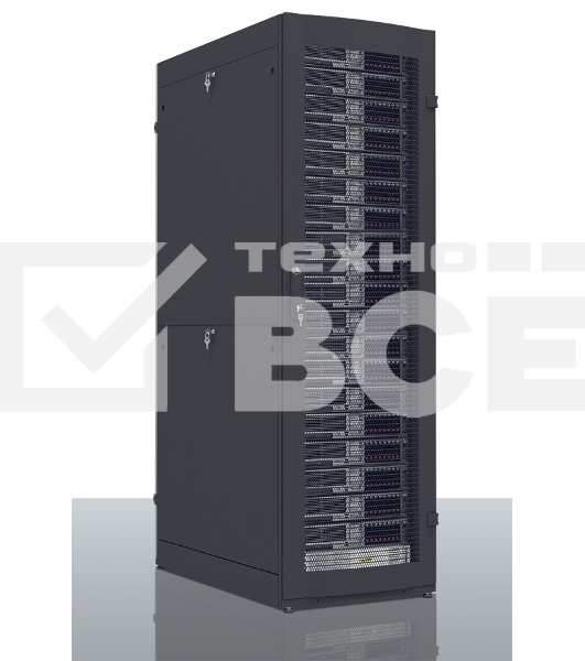 Шкаф серверный ПРОФ напольный 42U (600x1200) дверь перфорированная 2 шт., цвет черный, в сборе, [ ШТК-СП-42.6.12-44АА-9005 ]