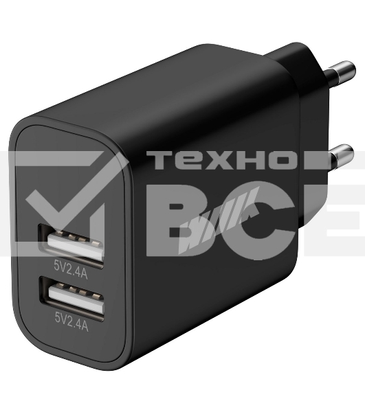 Сетевое зарядное устройство Wiiix UNN-1-2-04-B 2A+2A черный (UNN-1-2-04)