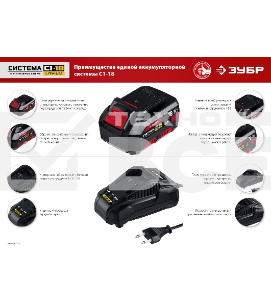 Дрель-шуруповерт аккумуляторная Зубр ДШУ-185-22, Аккумуляторный, 18В, 2 АКБ, Ударный, Кейс
