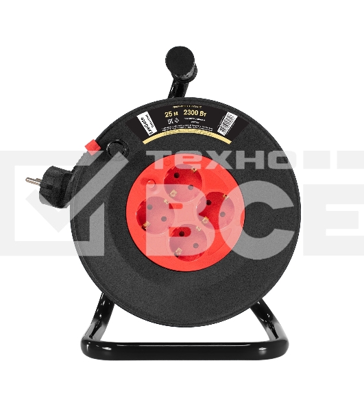 Удлинитель на катушке ExeGate industrial ECS-10-3-25 (4 евророзетки с заземлением, IP20, 25м, защита от детей, защита от перегрузки, 3х1,0мм2, 10А/2.3кВт)