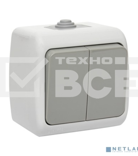 Выключатель 2-клавишный 10А IP54 серый EKF Мурманск