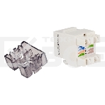 Модуль Keystone, RJ45, неэкранированный, кат.6, со встроенной шторкой, 180 градусов, белый, фото 1