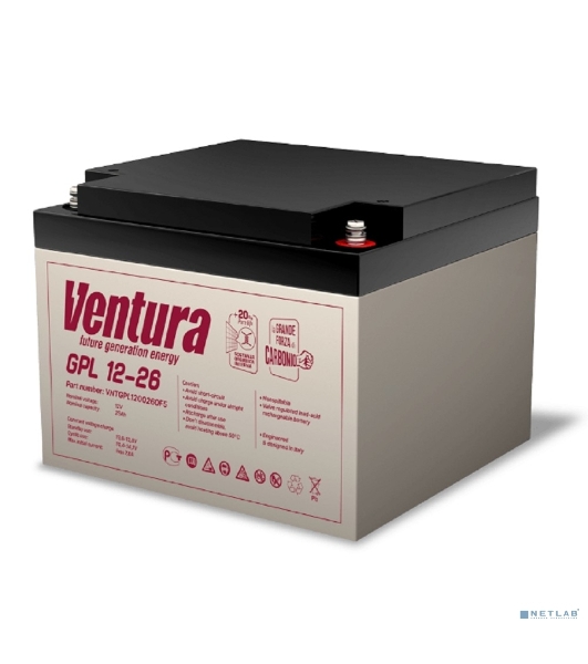Батарея для ИБП Ventura GPL 12-26 12V/29Ah F5, ДхШхВ 175х166х125мм, 8кг, срок службы 12 лет