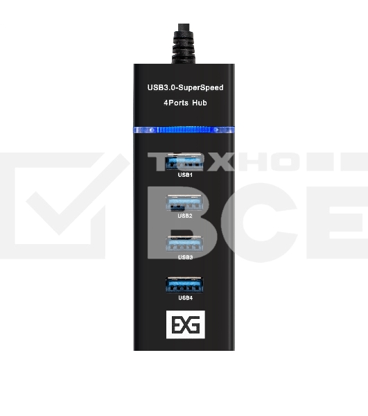 USB-концентратор 4-в-1 ExeGate DUB-331T (кабель-адаптер USB3.0 --> 3xUSB2.0, 1xUSB3.0, Plug&Play, черный)