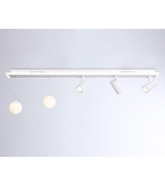 Потолочный светодиодный светильник Ambrella light FL66201/1+5 WH белый 67W 3000K-6400K+G9/2 1000*100*400 (ПДУ ИК)