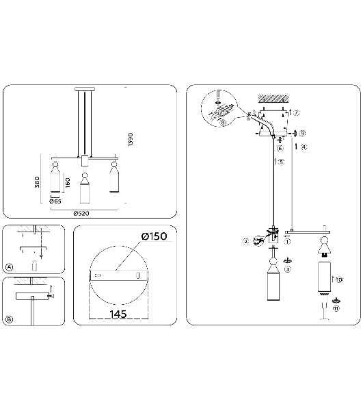 Люстра Ambrella light LH55276/5 BS/FR латунь/белый матовый E14*5 max 40W D520*1390