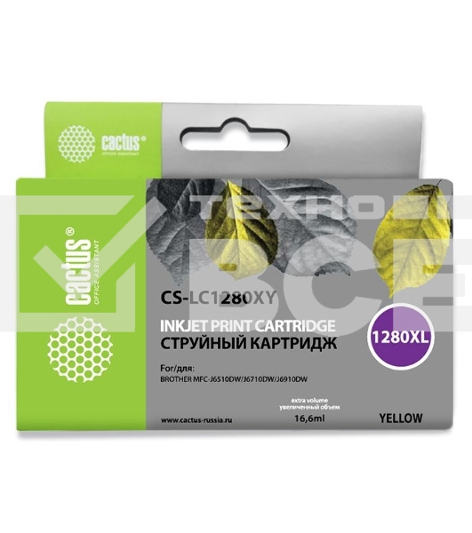 Картридж струйный Cactus CS-LC1280XY желтый (16,6 мл) для Brother MFC-J6510/6910DW