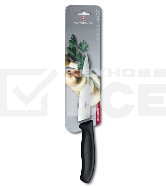 Нож кухонный Victorinox Swiss Classic (6.8003.15B) стальной разделочный лезв.150мм прямая заточка черный блистер