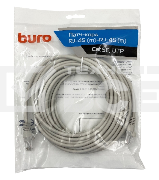 Патч-корд Buro UTP cat5E 7м серый RJ-45 (m)-RJ-45 (m)