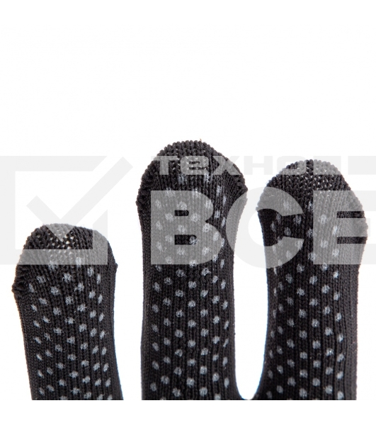 Перчатки из синтетической нити, ПВХ точка, 13 класс, черные, XL Россия