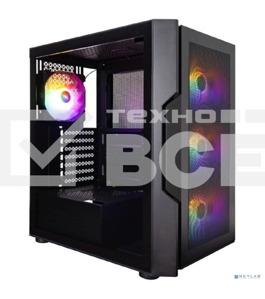 Компьютерный корпус 1STPLAYER TRILOBITE T7-P Black / ATX / 4x120mm LED fans / T7-P-BK-4F1