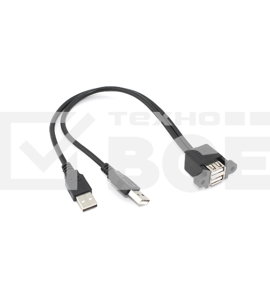 Кабель USB 2.0 двойной для монтажа на корпус 30 см