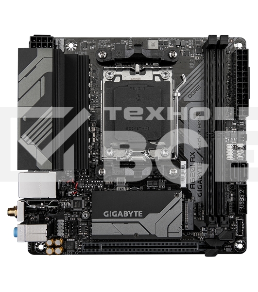 Материнская плата Gigabyte A620I AX, Mini-ITX, AM5, AMD A620, 2xDDR5, 2xSATA, 1xM.2, 1xPCI-E 4.0 x16, 1xHDMI, 1xDP, 1x 2.5Gb LAN, 1xUSB 3.2 Gen 2, 1xUSB 3.2 Gen 1, 3xUSB 2.0, 3x3.5мм, 7.1, ATX