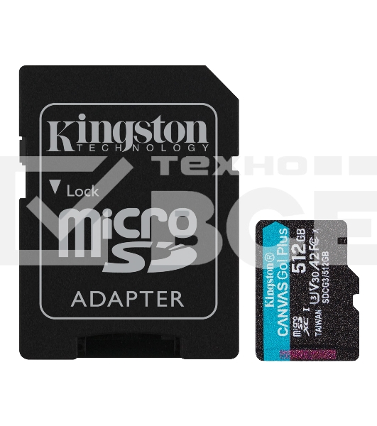 Флеш карта microSDXC 512Gb Class10 Kingston SDCG3/512GB Canvas Go! Plus + adapter