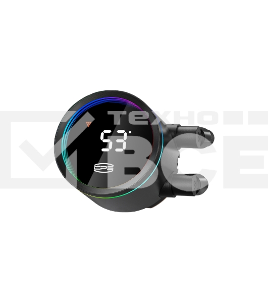 Система охлаждения PCCooler DA360 Pro ARGB Digital BK (300W, 360mm, LED temp., Black, ARGB/ Fans: 3x120mm, 75.8CFM, 33.7dBA, 2200RPM/ Pump height 57mm, 28dBA, 3000RPM, Rad thickness 27mm/ S: 1851, 1700, 1200, 20XX, 115X, AM5, AM4)