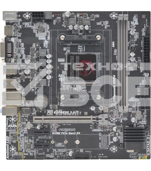 Материнская плата AFOX B450D4-MA5-V2, AM4, AMD B450, 2xDDR4, 4xSATA, 1xM.2, 1xPCIe 3.0 x16, 2xPCIe x1, 1xHDMI, 1xVGA, 1x 1Gb LAN, 2xUSB-A 2.0, 4xUSB-A 3.0, 3x3.5 мм, 5.1, microATX