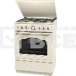 Газовая плита Gorenje GKS6C71CLI, электрическая духовка, металлическая крышка, чугун, слоновая кость, фото 1