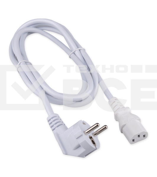 Кабель питания Cablexpert Schuko-C13, 3x1.0мм2, 10A, с заземлением, медь, 2м, белый, пакет