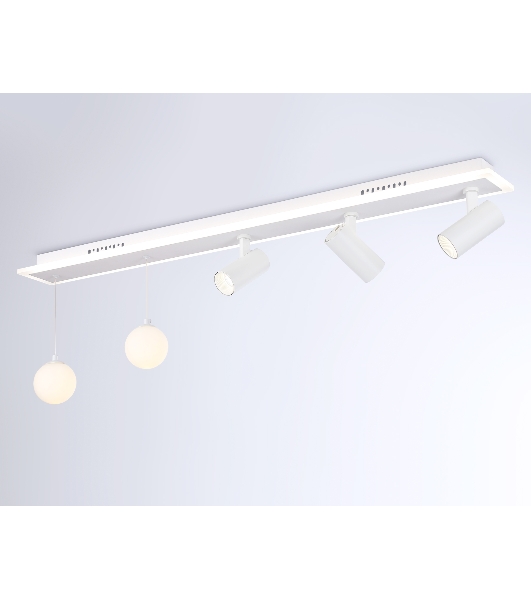 Потолочный светодиодный светильник Ambrella light FL66201/1+5 WH белый 67W 3000K-6400K+G9/2 1000*100*400 (ПДУ ИК)