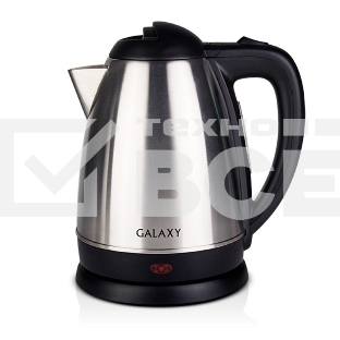 Чайник электрический Galaxy GL 0304, серый, металл, 2000 Вт, 1,8 л, съемный фильтр, шкала уровня воды