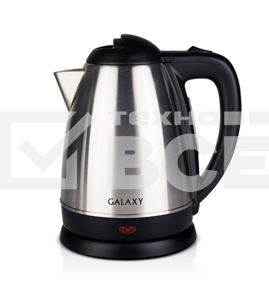 Чайник электрический Galaxy GL 0304, серый, металл, 2000 Вт, 1,8 л, съемный фильтр, шкала уровня воды