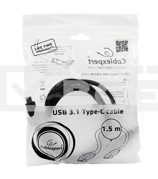 Кабель Cablexpert CCP-USB3.1-CMCM-5 Кабель USB3.1TypeC/USB3.1TypeC, 1.5м, 