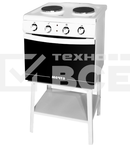 Плита электрическая Мечта 221Ч белый, конфорок 2 шт, духовка 25 л, 50 см x 85 см x 43 см