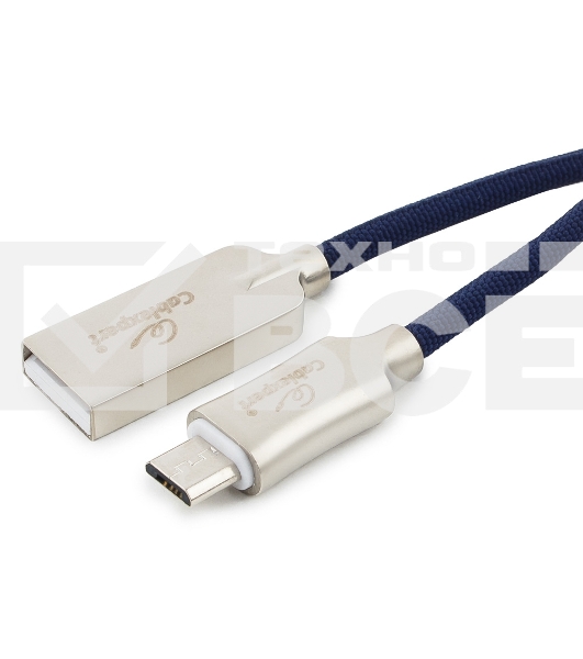 Кабель USB 2.0 Cablexpert CC-P-mUSB02Bl-1M, AM/microB, серия Platinum, длина 1м, синий, блистер